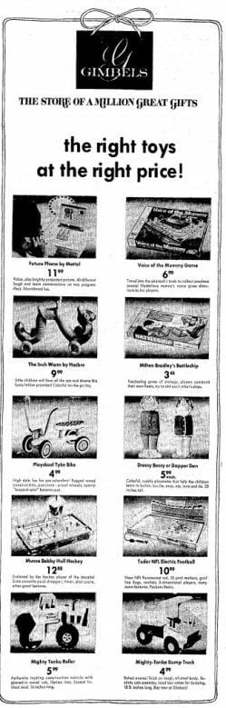 Wisconsin State Journal toy ads: 1970s